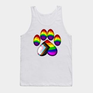 LGBTQ+ Pride Heart Paws - Progress Flag Tank Top